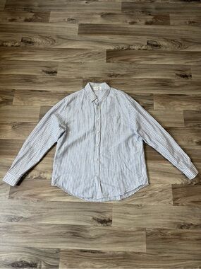 Alex Mill Men's Linen Striped Oversized Men's Shirt Cotton Linen Blend Size XL